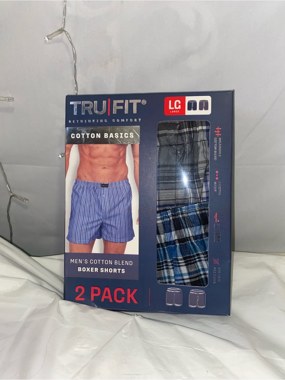 LG Kids Cotton Boxer Shorts 2-Pack - Blue Stripes & Blue Plaid